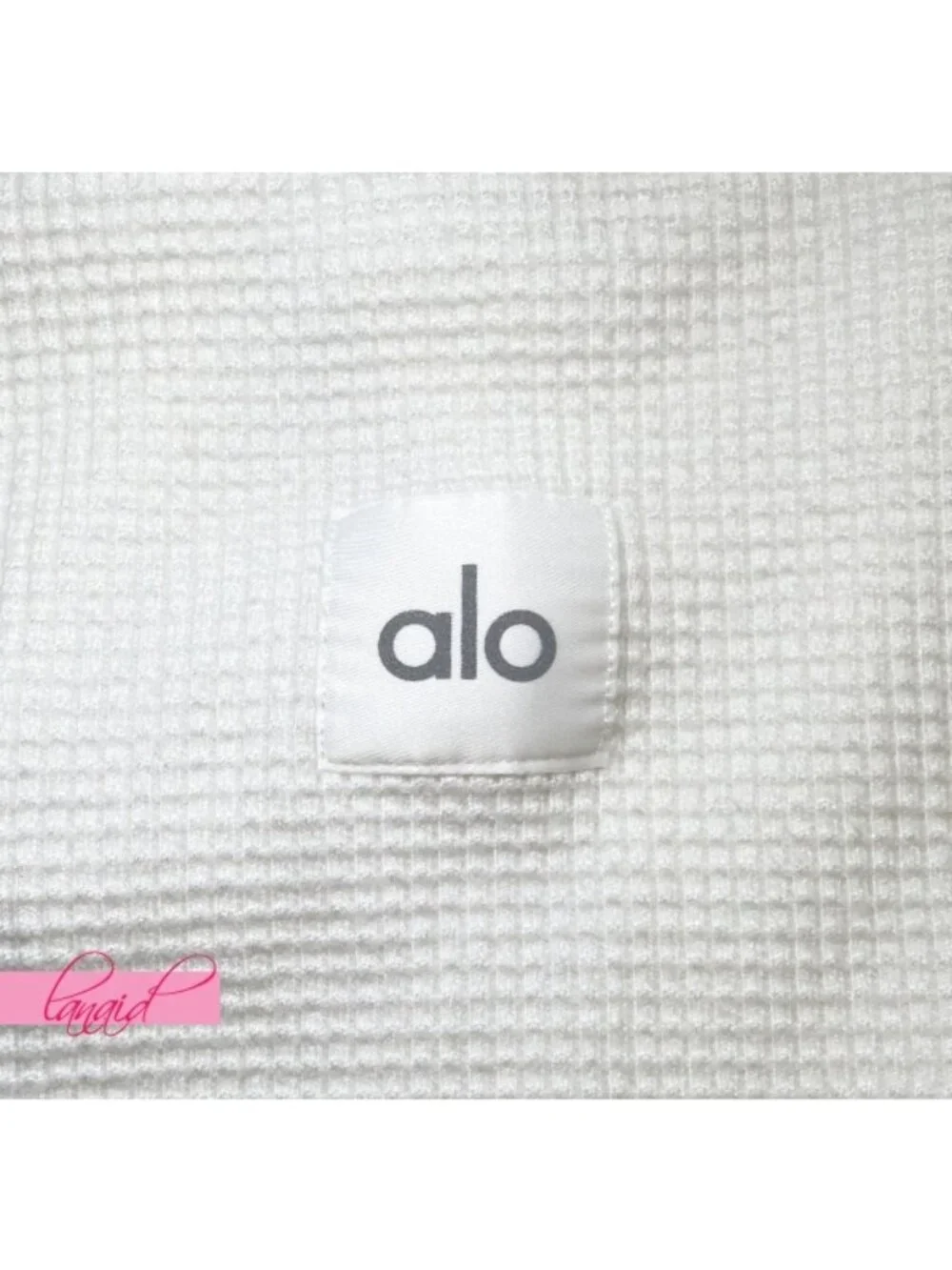 Alo Weekend Escape Mock Neck Long Sleeve Ivory Waffle Thermal Turtleneck Sweater
